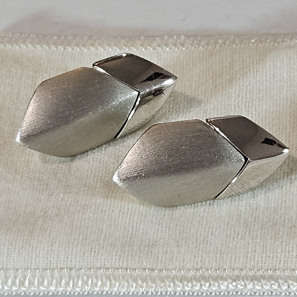 Vintage Napier Modernist Stud Earring Designer Silver Minimalist Sculptural RARE